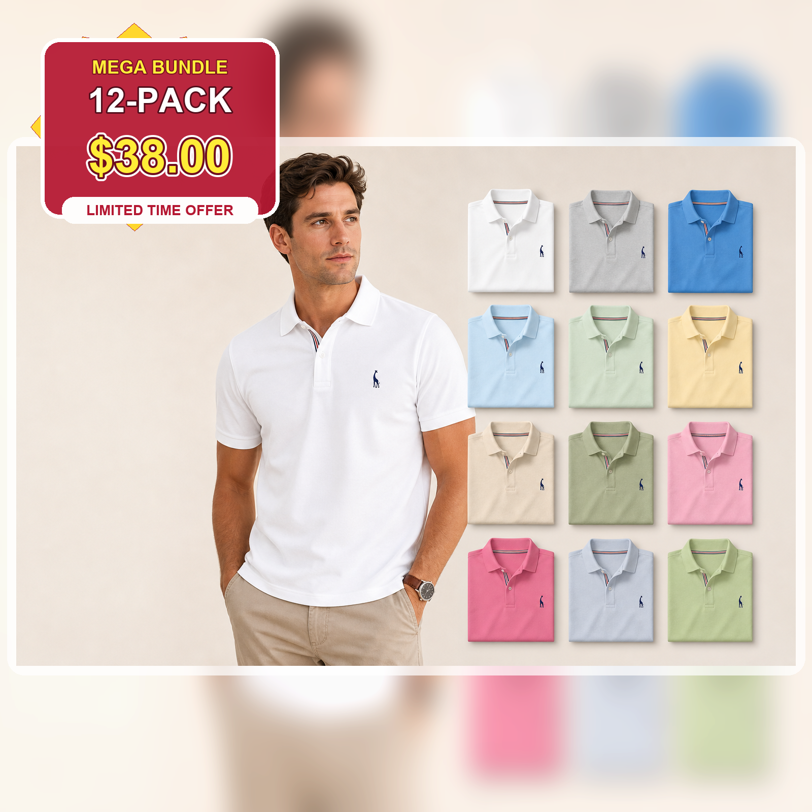 Men's Classic Embroidered Short Sleeve Polo Shirt