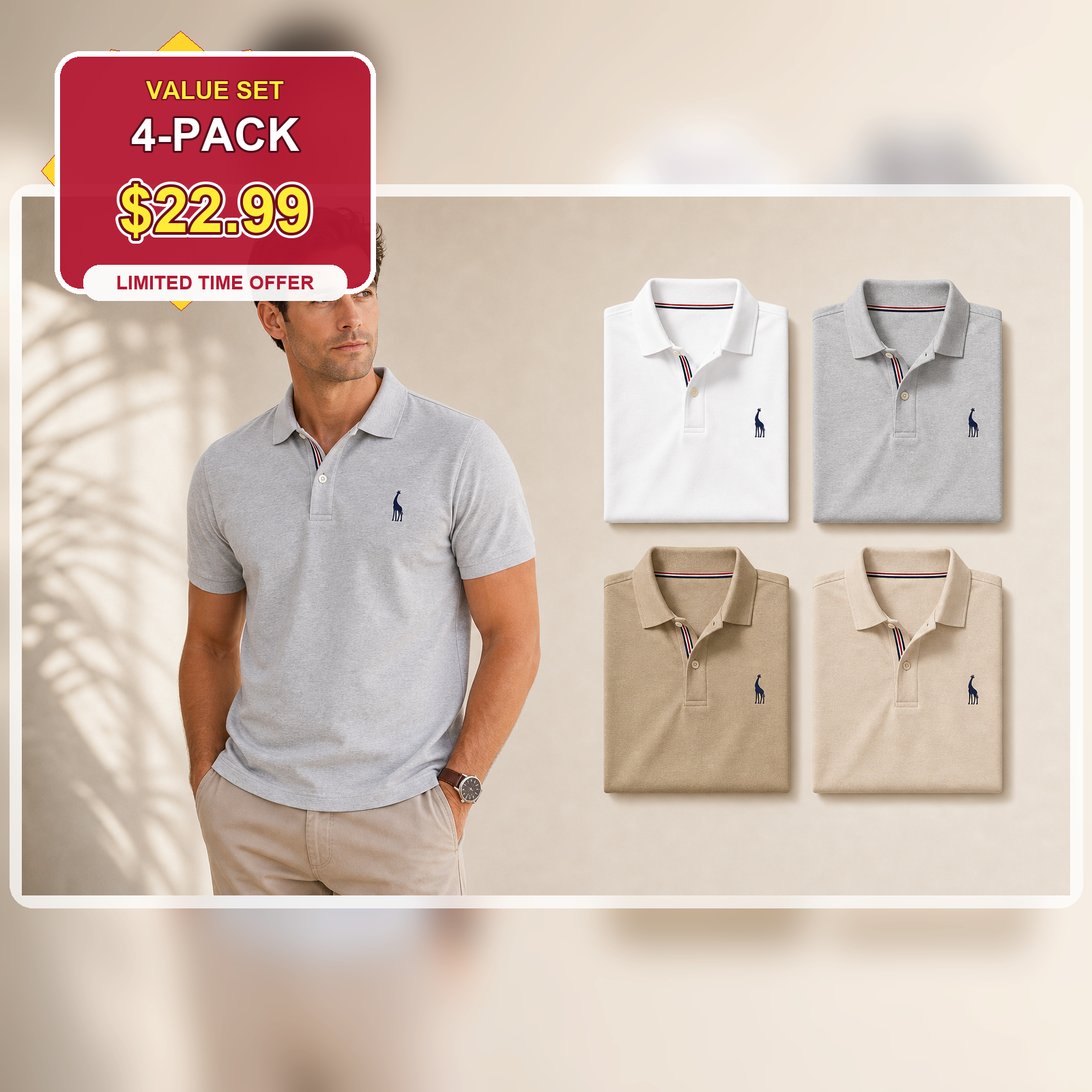 Men's Classic Embroidered Short Sleeve Polo Shirt