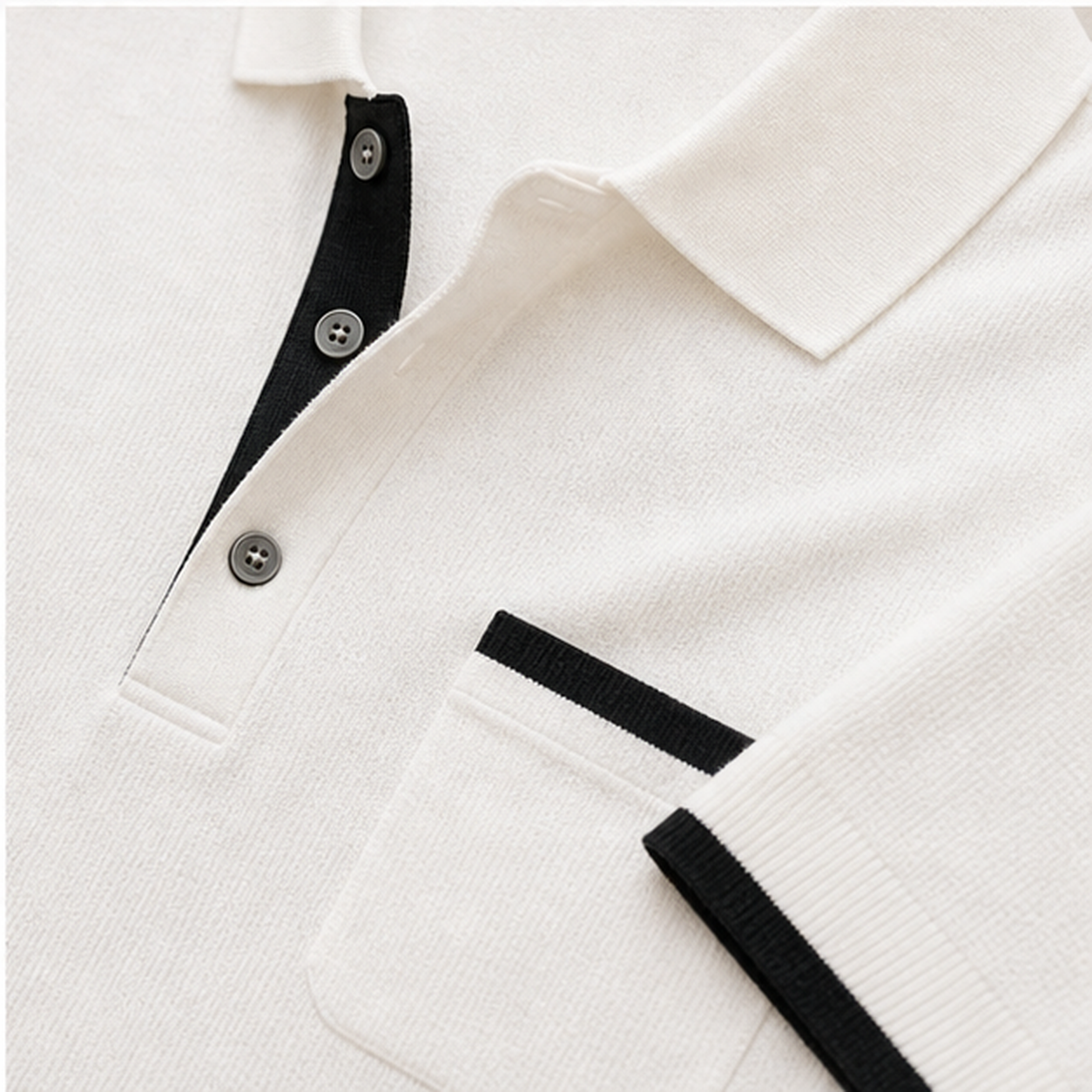 Men's Contrast Trim Short Sleeve Henley Polo Shirt