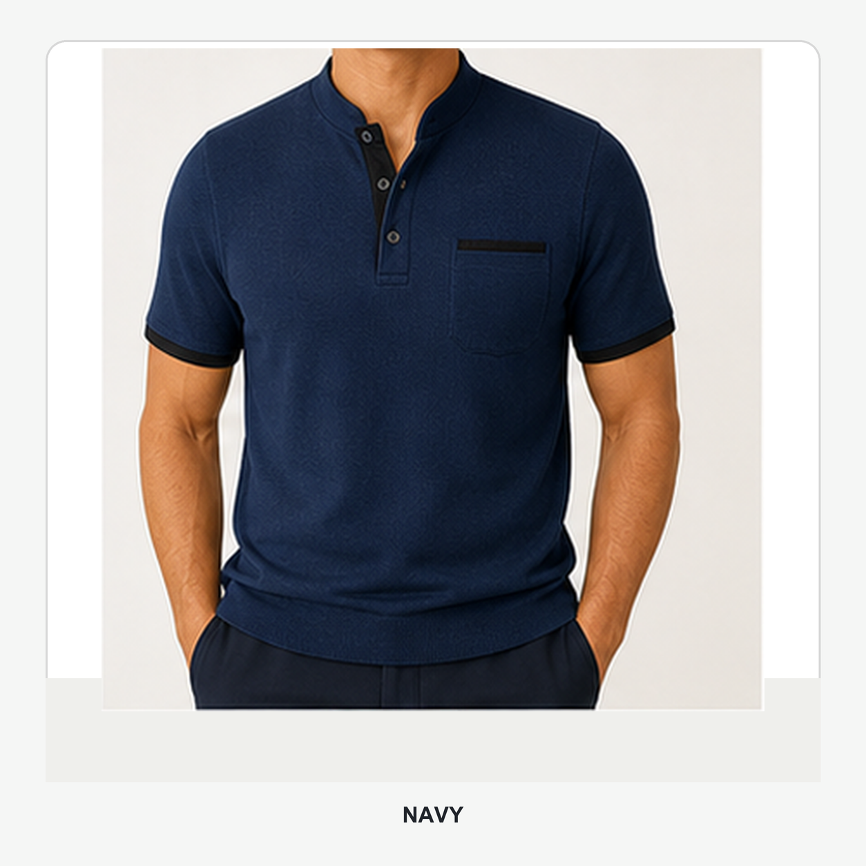 Men's Contrast Trim Short Sleeve Henley Polo Shirt