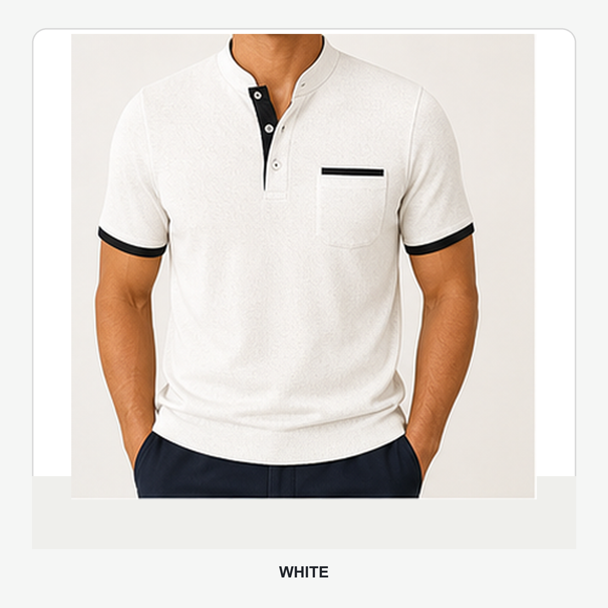 Men's Contrast Trim Short Sleeve Henley Polo Shirt