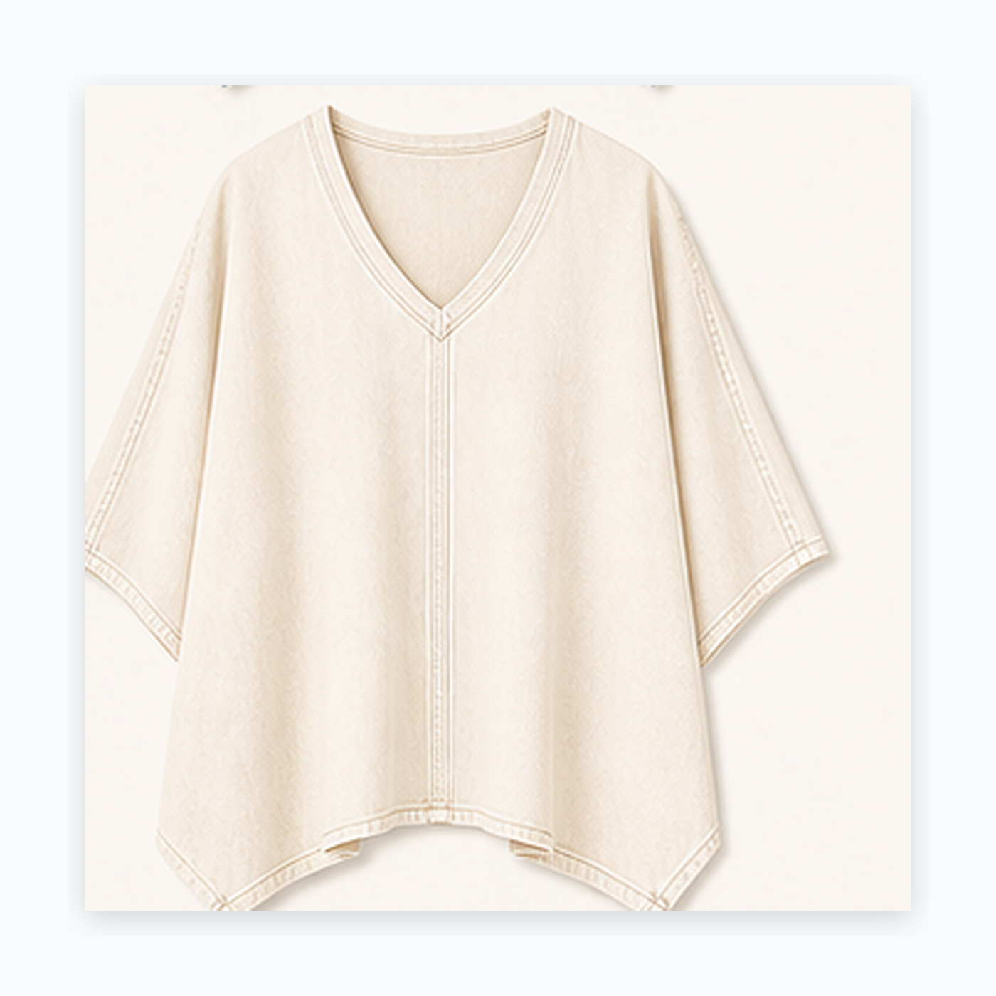 Women's Oversized Denim V-Neck Poncho Tunic Tops