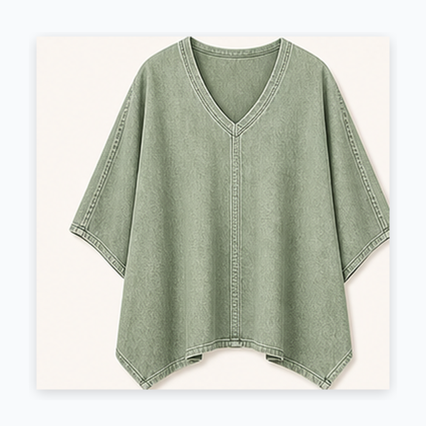 Women's Oversized Denim V-Neck Poncho Tunic Tops