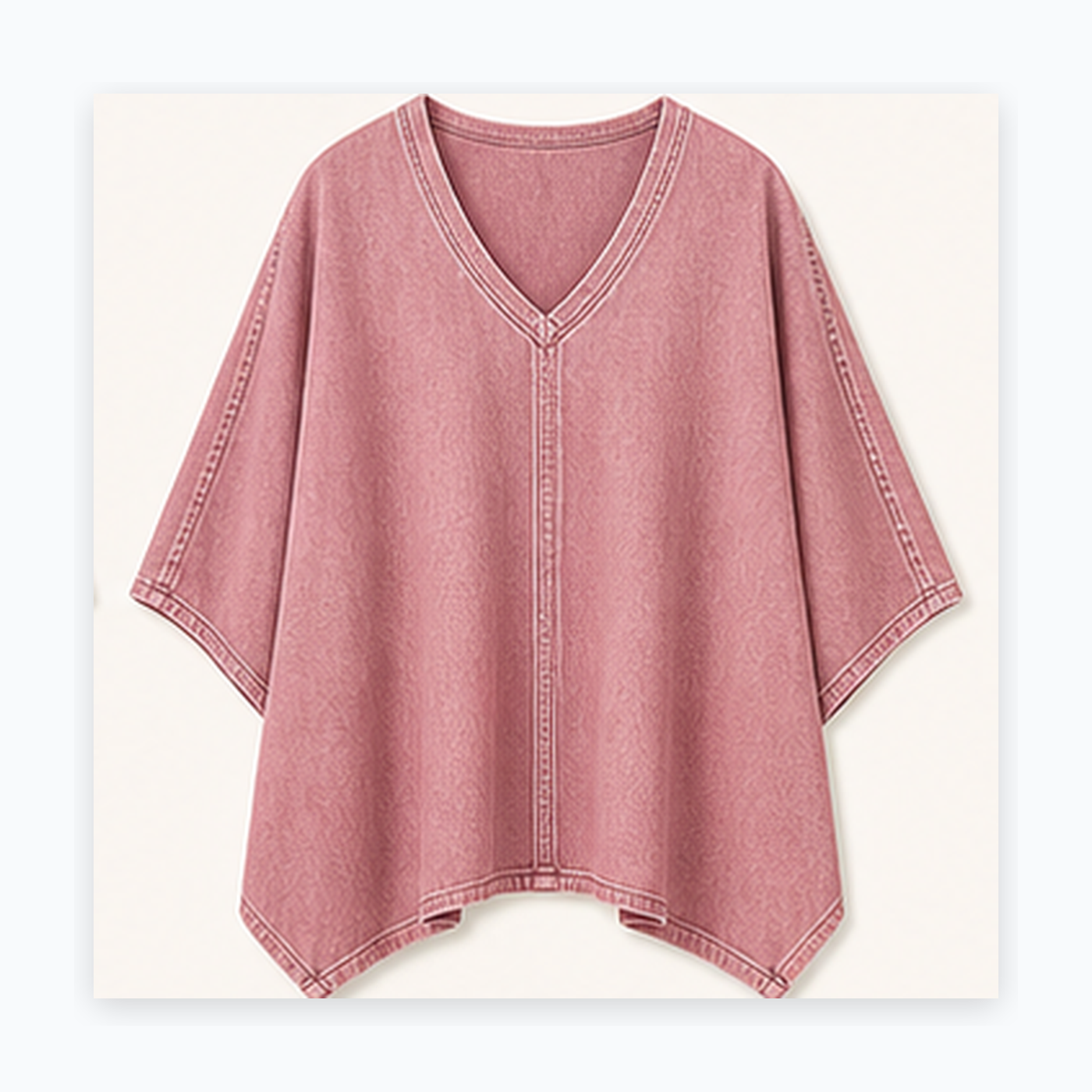 Women's Oversized Denim V-Neck Poncho Tunic Tops