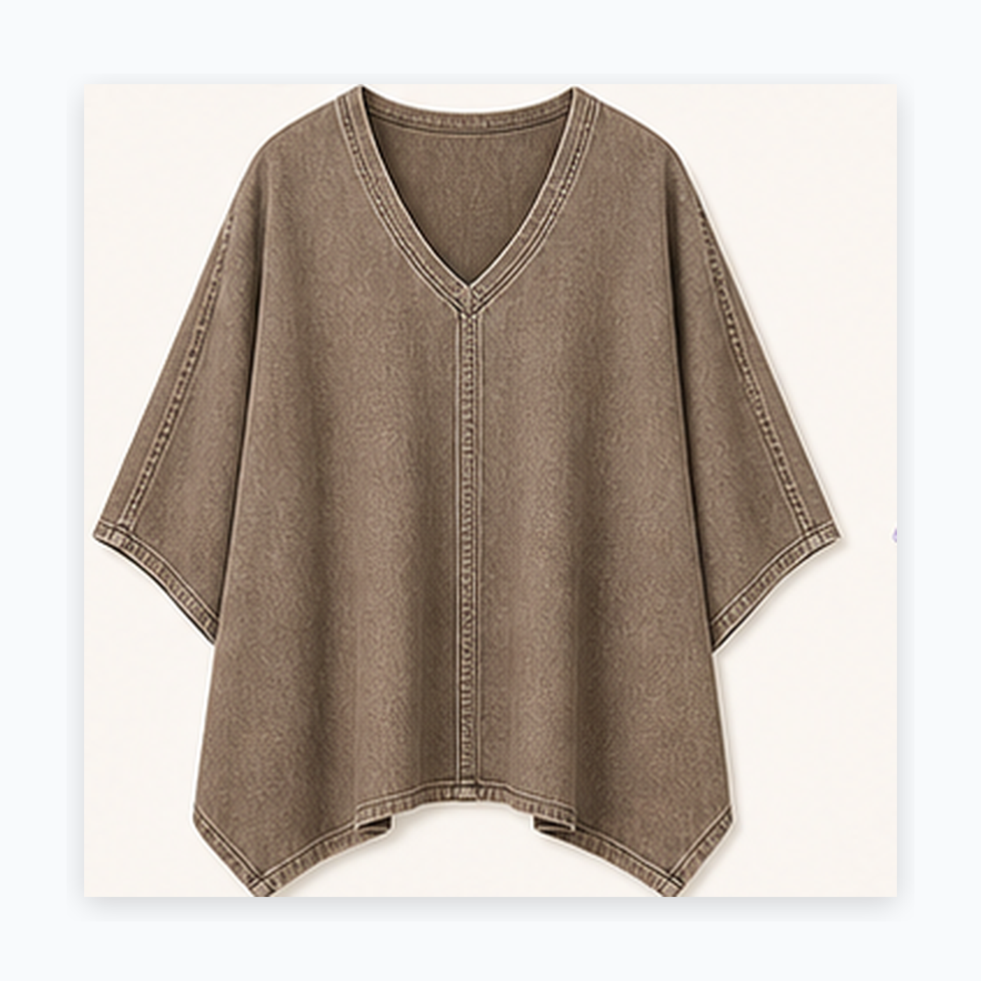Women's Oversized Denim V-Neck Poncho Tunic Tops