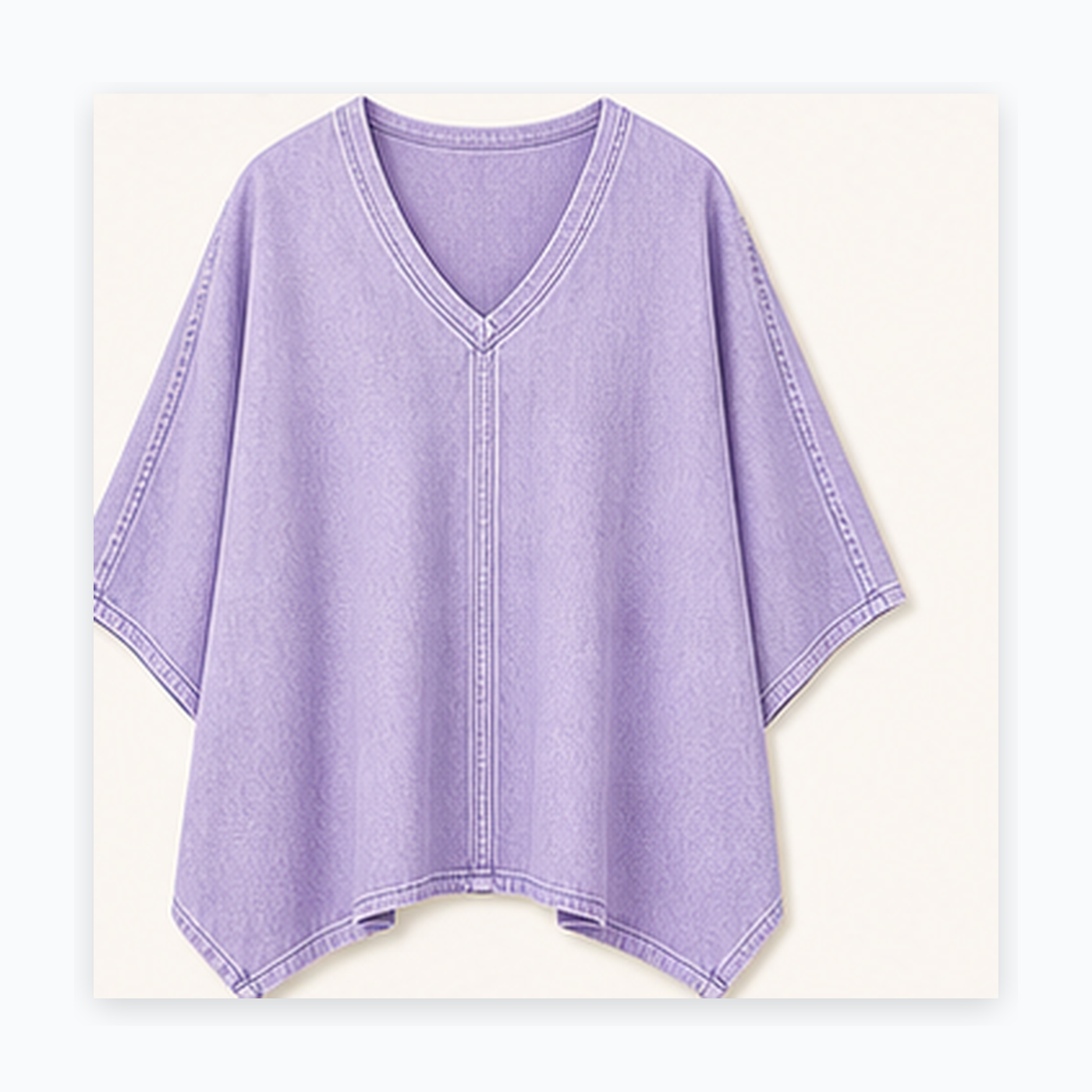 Women's Oversized Denim V-Neck Poncho Tunic Tops