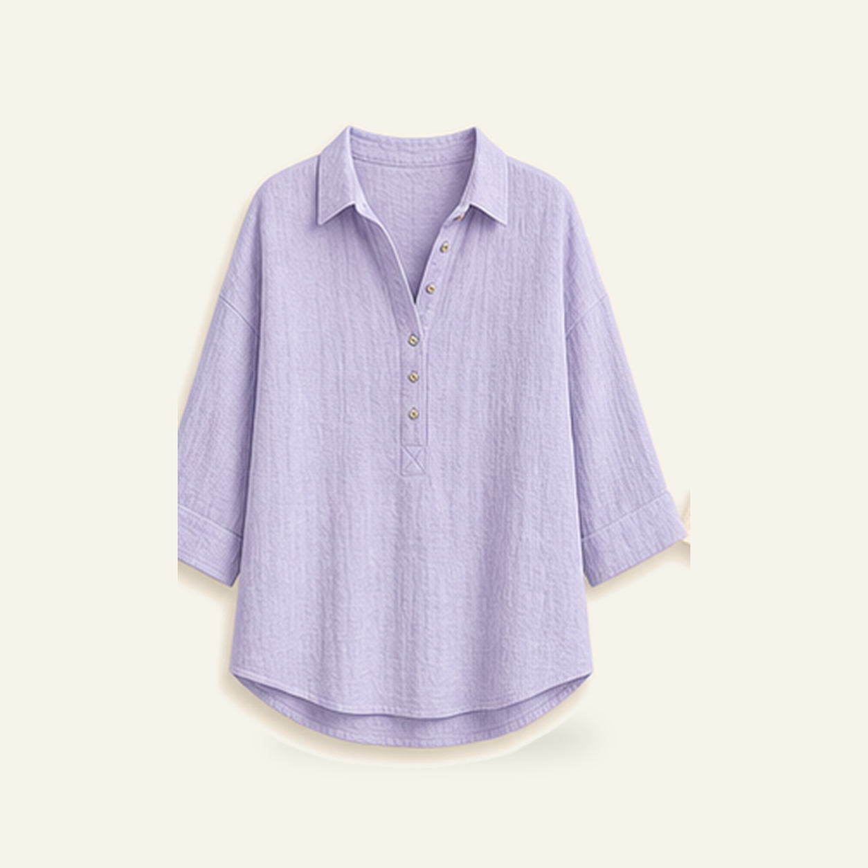Women's Linen-Gauze Button Placket Collared Blouses