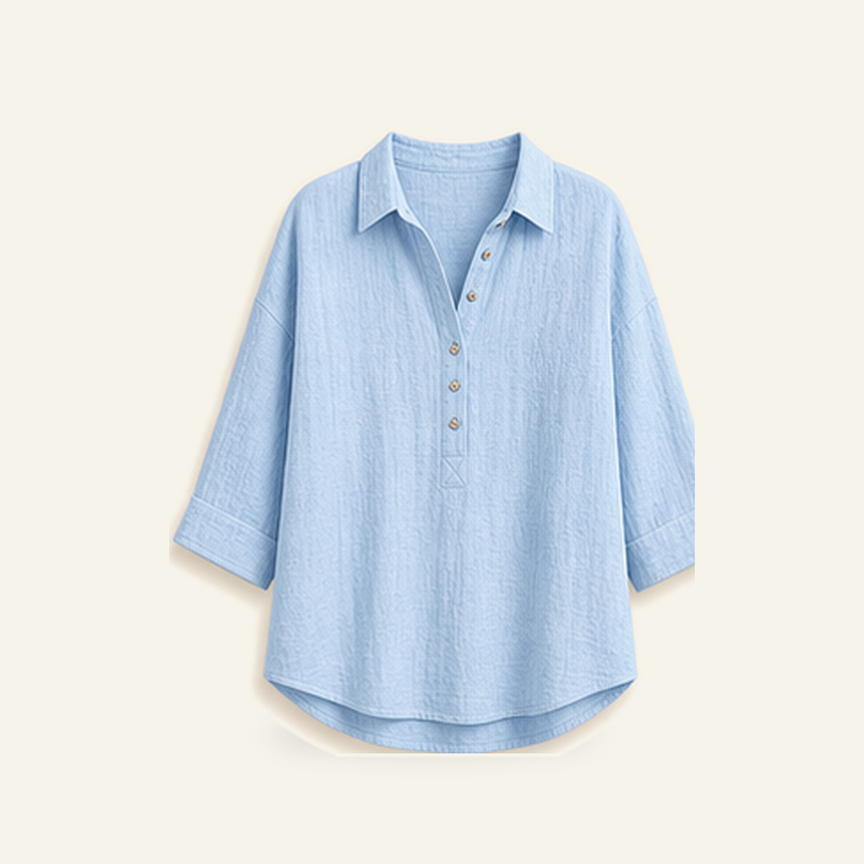 Women's Linen-Gauze Button Placket Collared Blouses