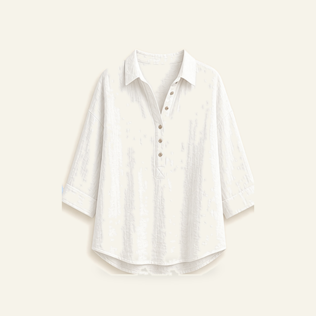 Women's Linen-Gauze Button Placket Collared Blouses