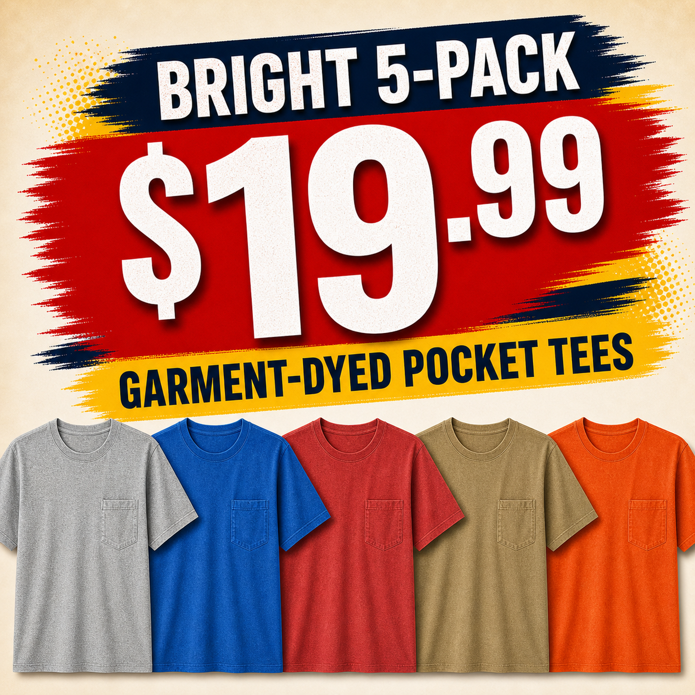 Men's Big & Tall Garment-Dyed Pocket T-Shirt Multi-Pack