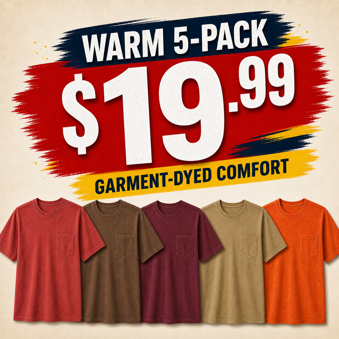 Men's Big & Tall Garment-Dyed Pocket T-Shirt Multi-Pack
