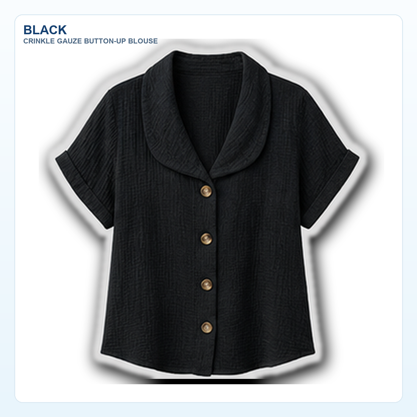 Women's Crinkle Gauze Short Sleeve Button-Up Blouses