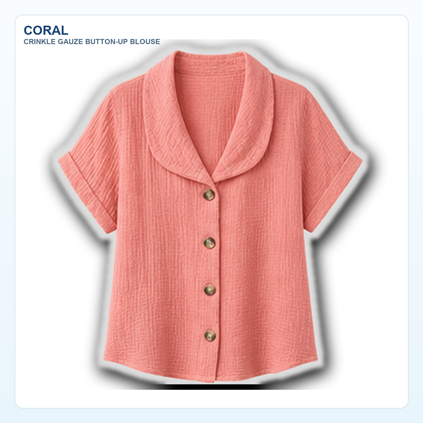 Women's Crinkle Gauze Short Sleeve Button-Up Blouses