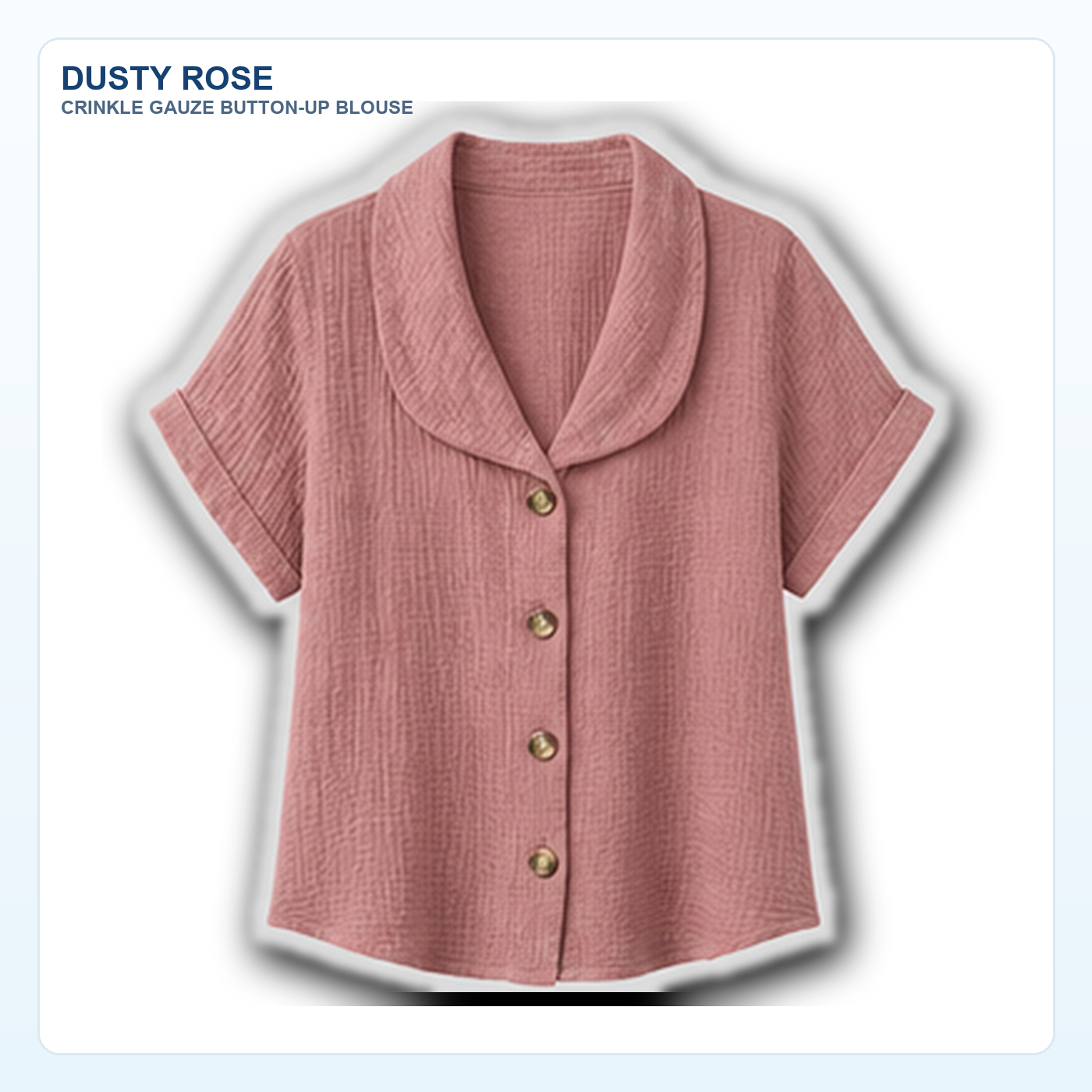 Women's Crinkle Gauze Short Sleeve Button-Up Blouses