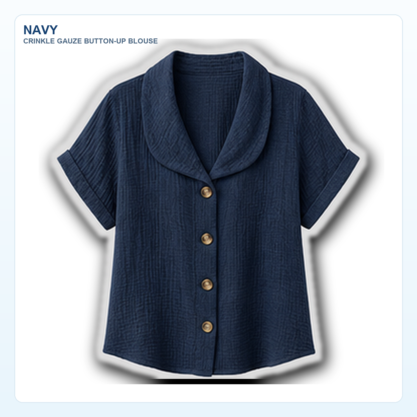 Women's Crinkle Gauze Short Sleeve Button-Up Blouses