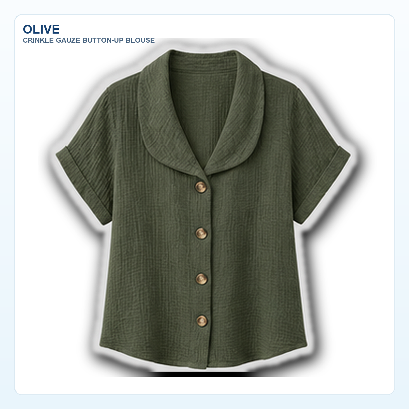 Women's Crinkle Gauze Short Sleeve Button-Up Blouses
