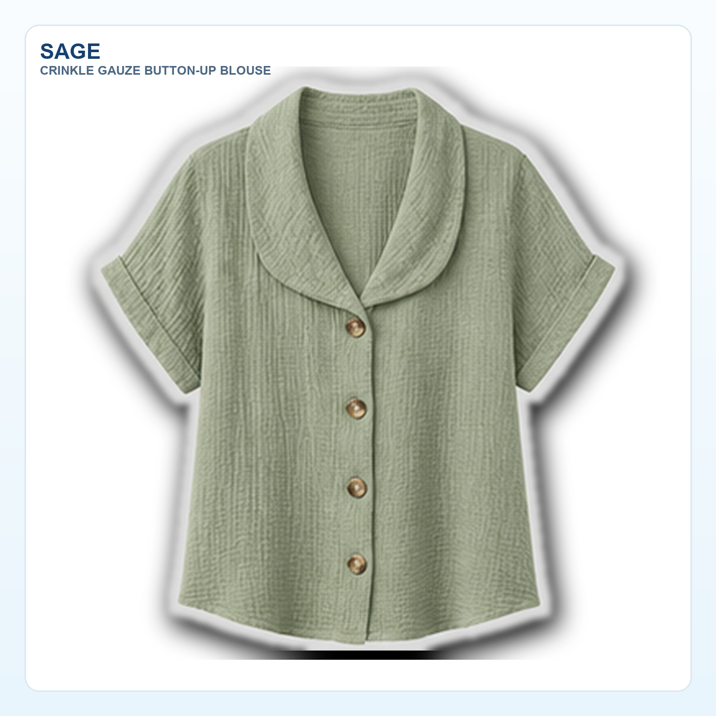 Women's Crinkle Gauze Short Sleeve Button-Up Blouses