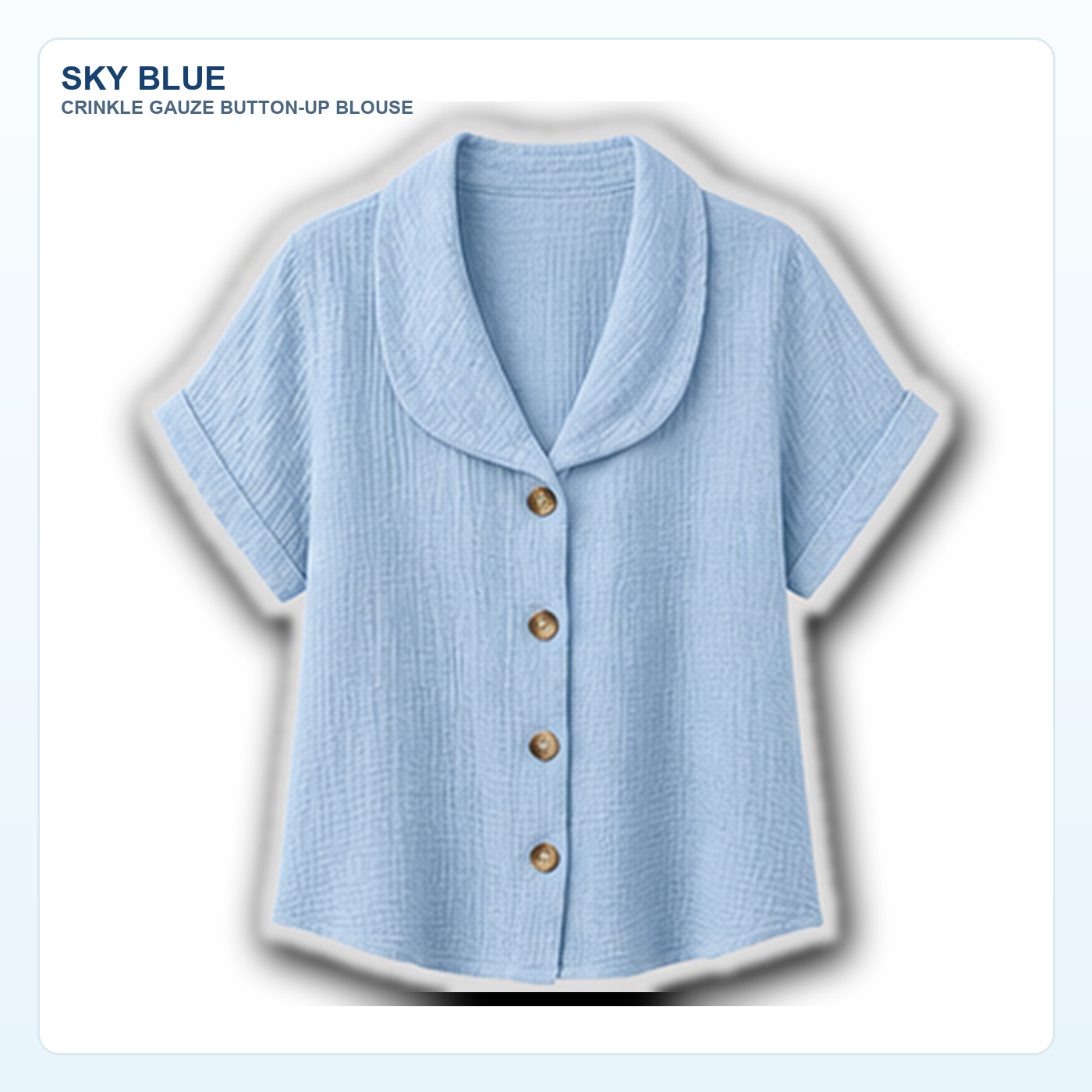 Women's Crinkle Gauze Short Sleeve Button-Up Blouses