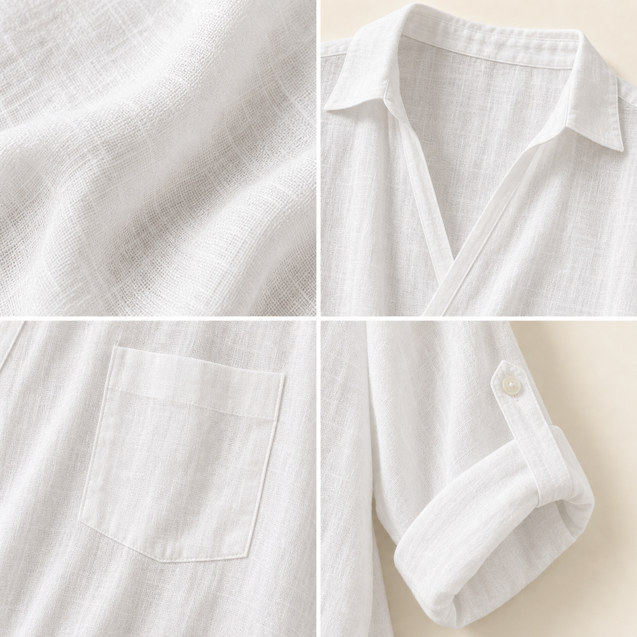 Women's Wrap Front Linen Blend Collared Blouses