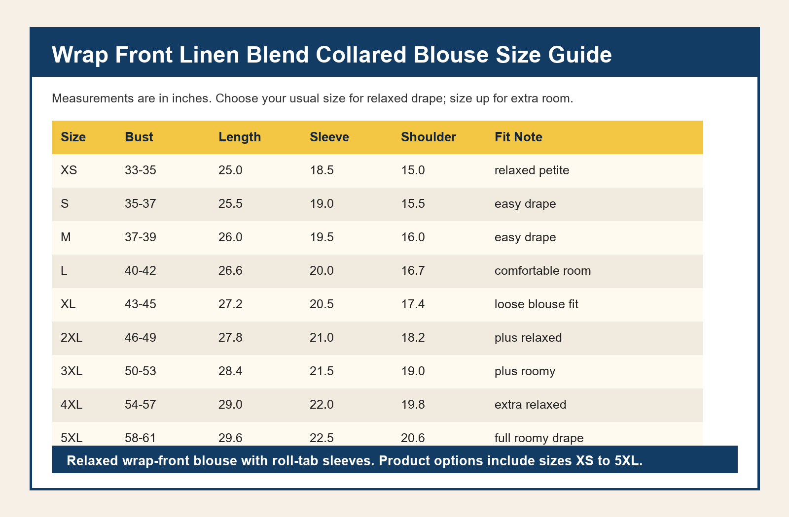 Women's Wrap Front Linen Blend Collared Blouses
