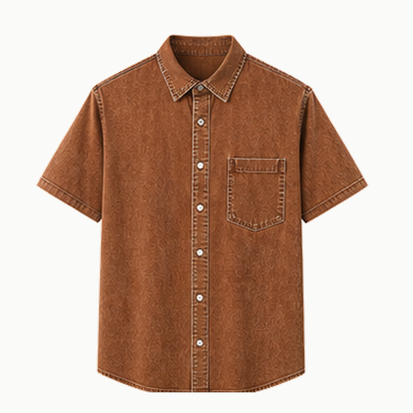 Men's Short Sleeve Washed Denim Button-Up Shirts