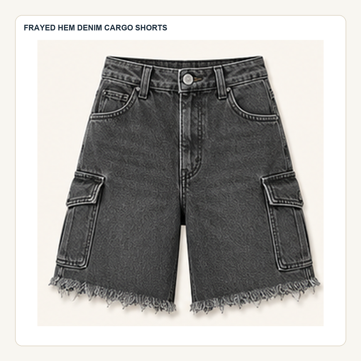 Women's Frayed Hem Denim Cargo Shorts