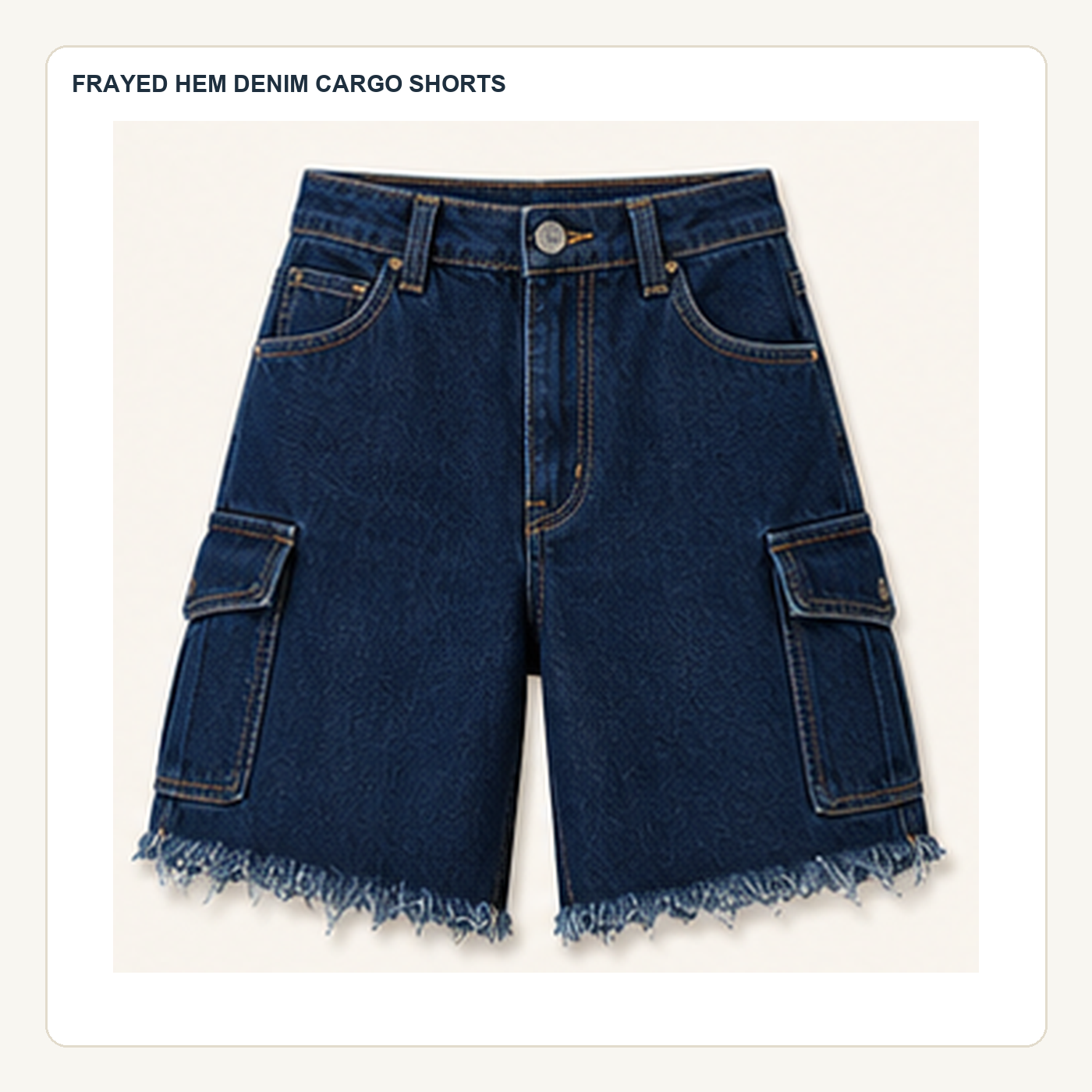 Women's Frayed Hem Denim Cargo Shorts