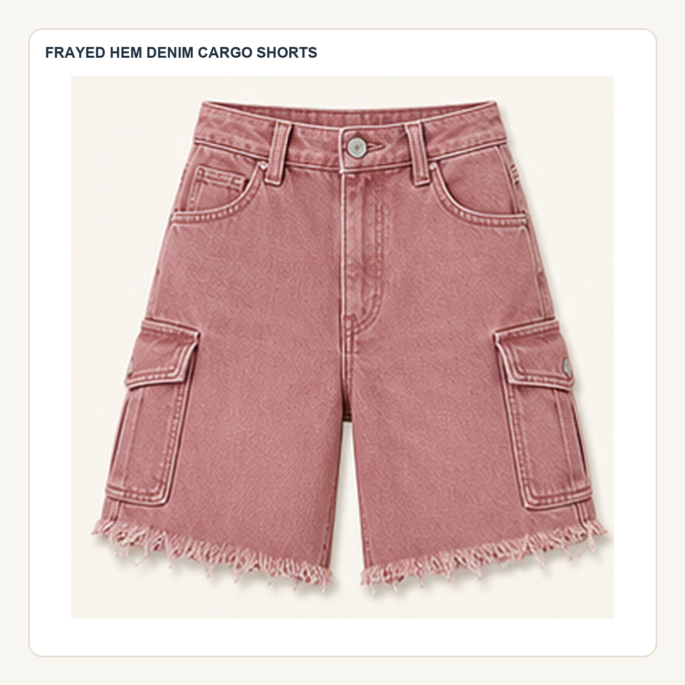Women's Frayed Hem Denim Cargo Shorts