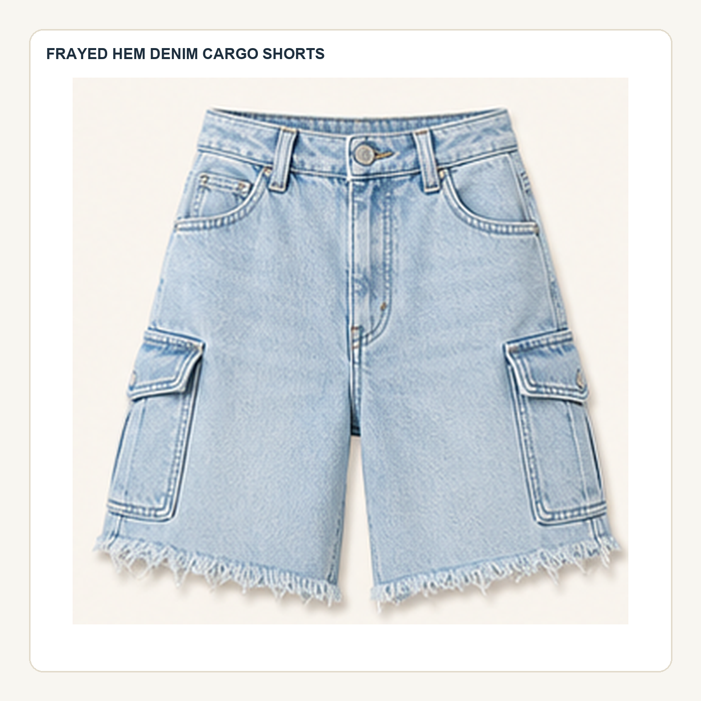 Women's Frayed Hem Denim Cargo Shorts