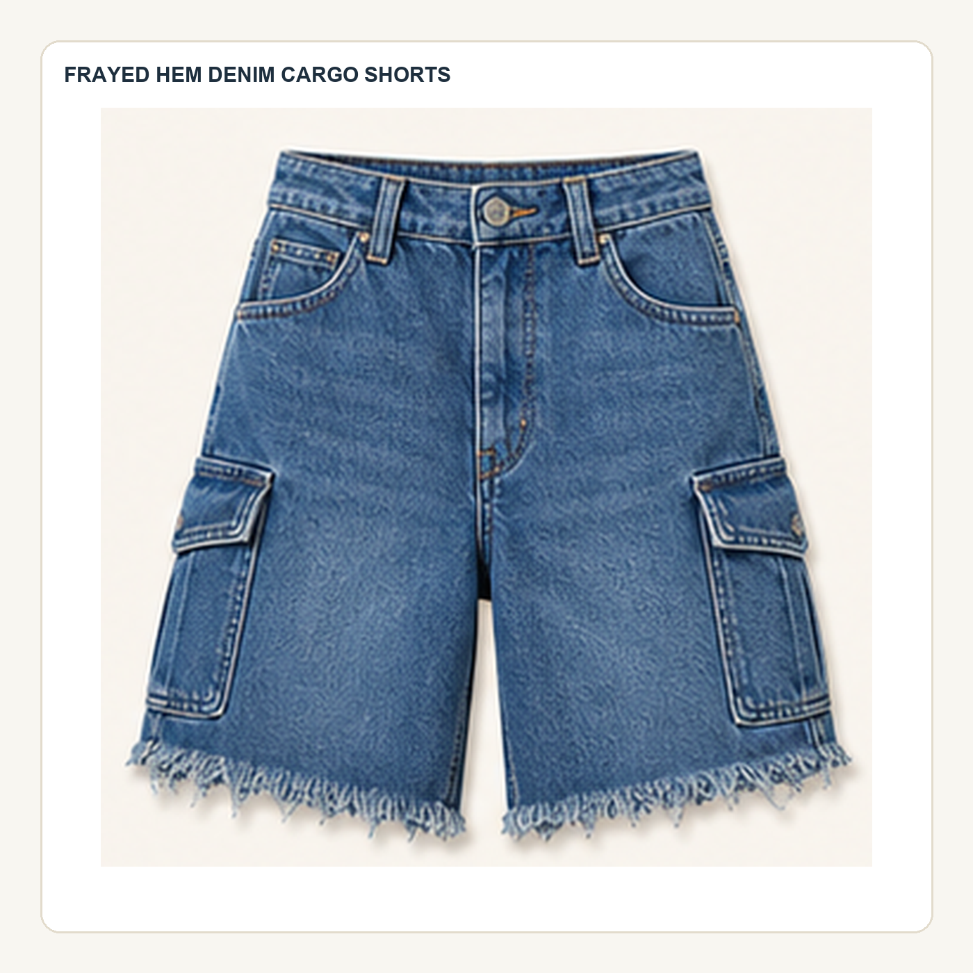 Women's Frayed Hem Denim Cargo Shorts