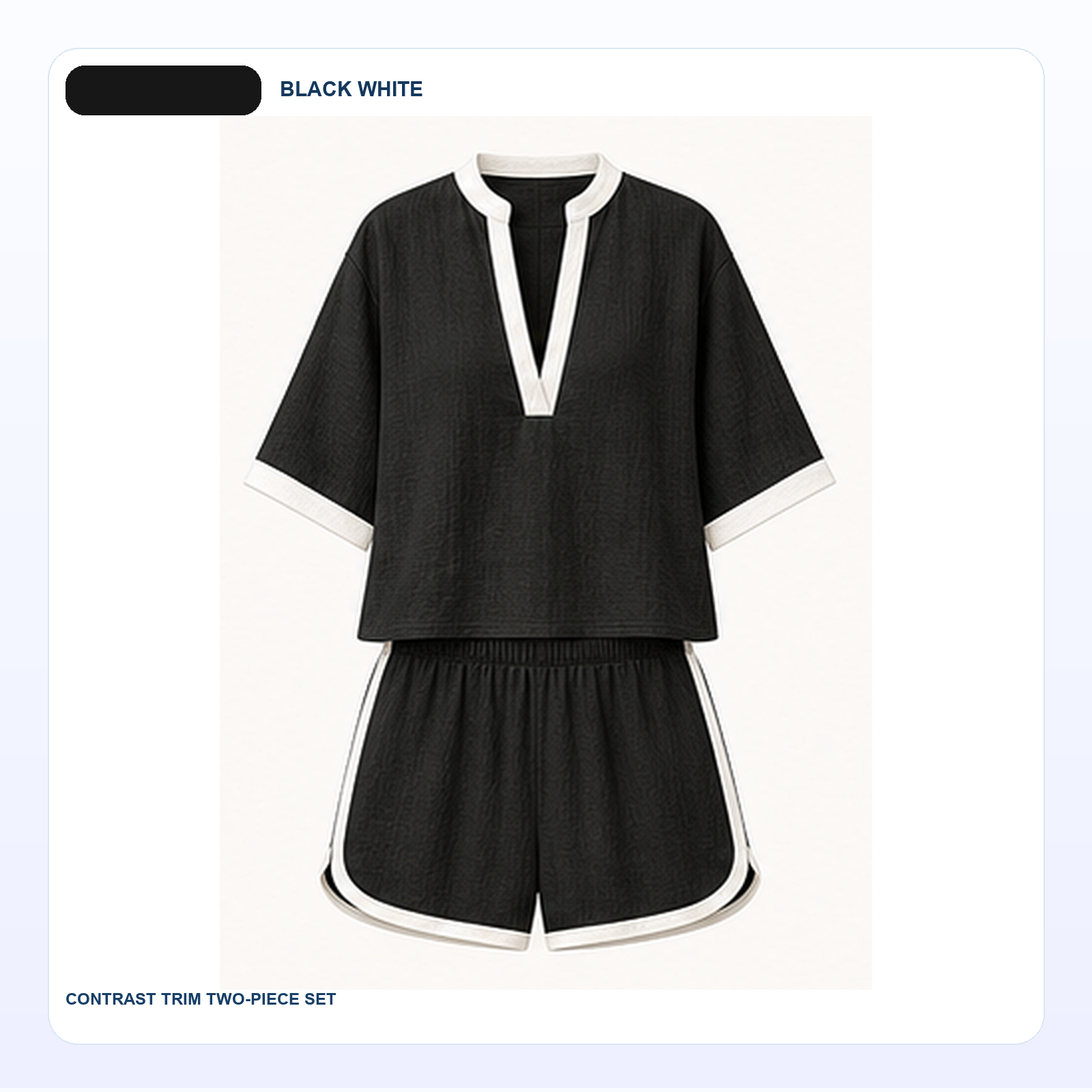 Women's Contrast Trim Linen Blend Top and Shorts Two-Piece Sets