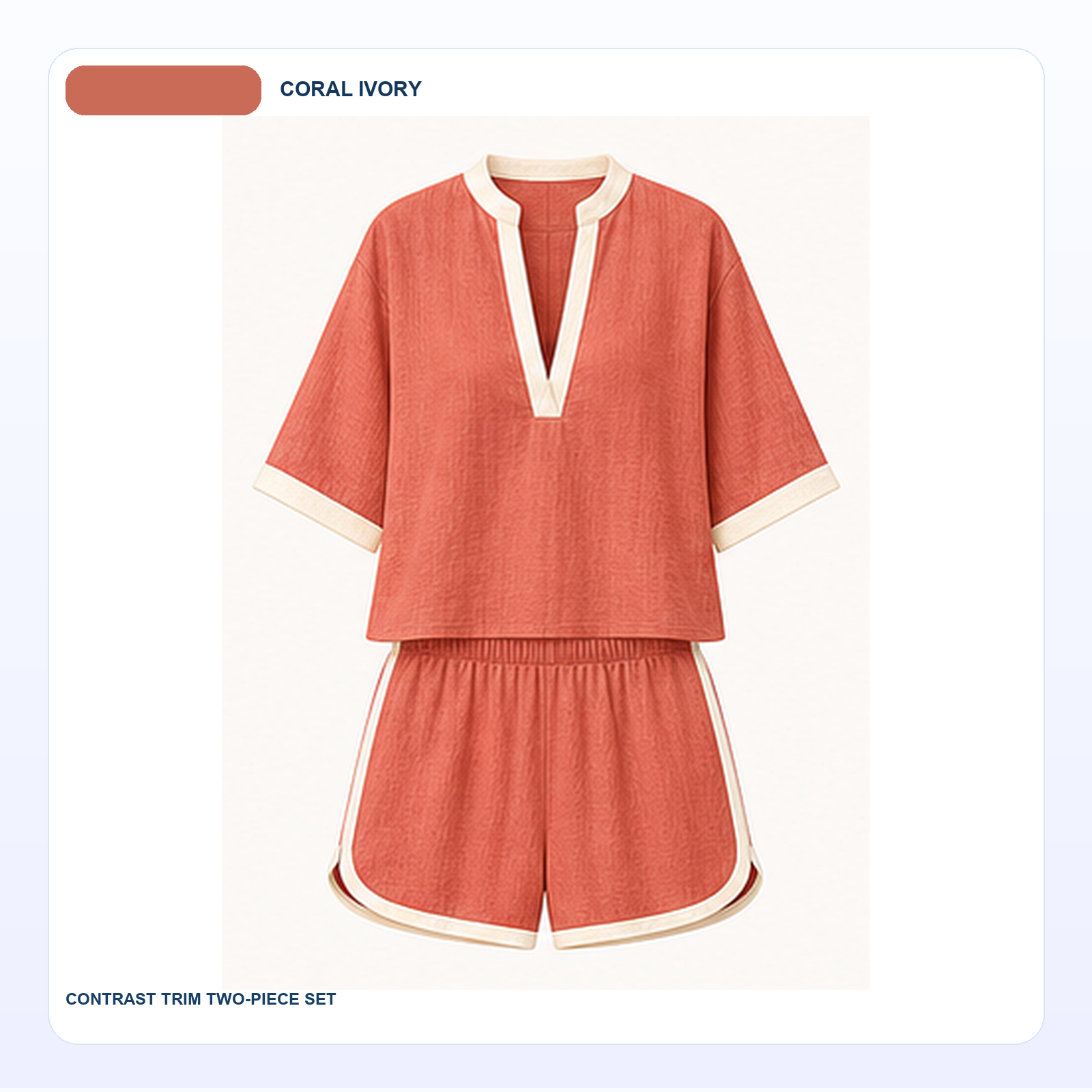 Women's Contrast Trim Linen Blend Top and Shorts Two-Piece Sets
