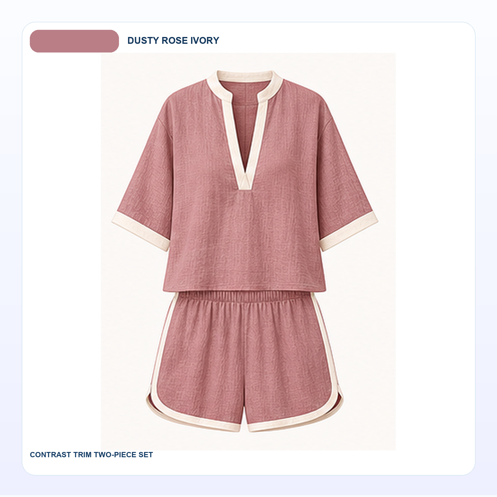 Women's Contrast Trim Linen Blend Top and Shorts Two-Piece Sets