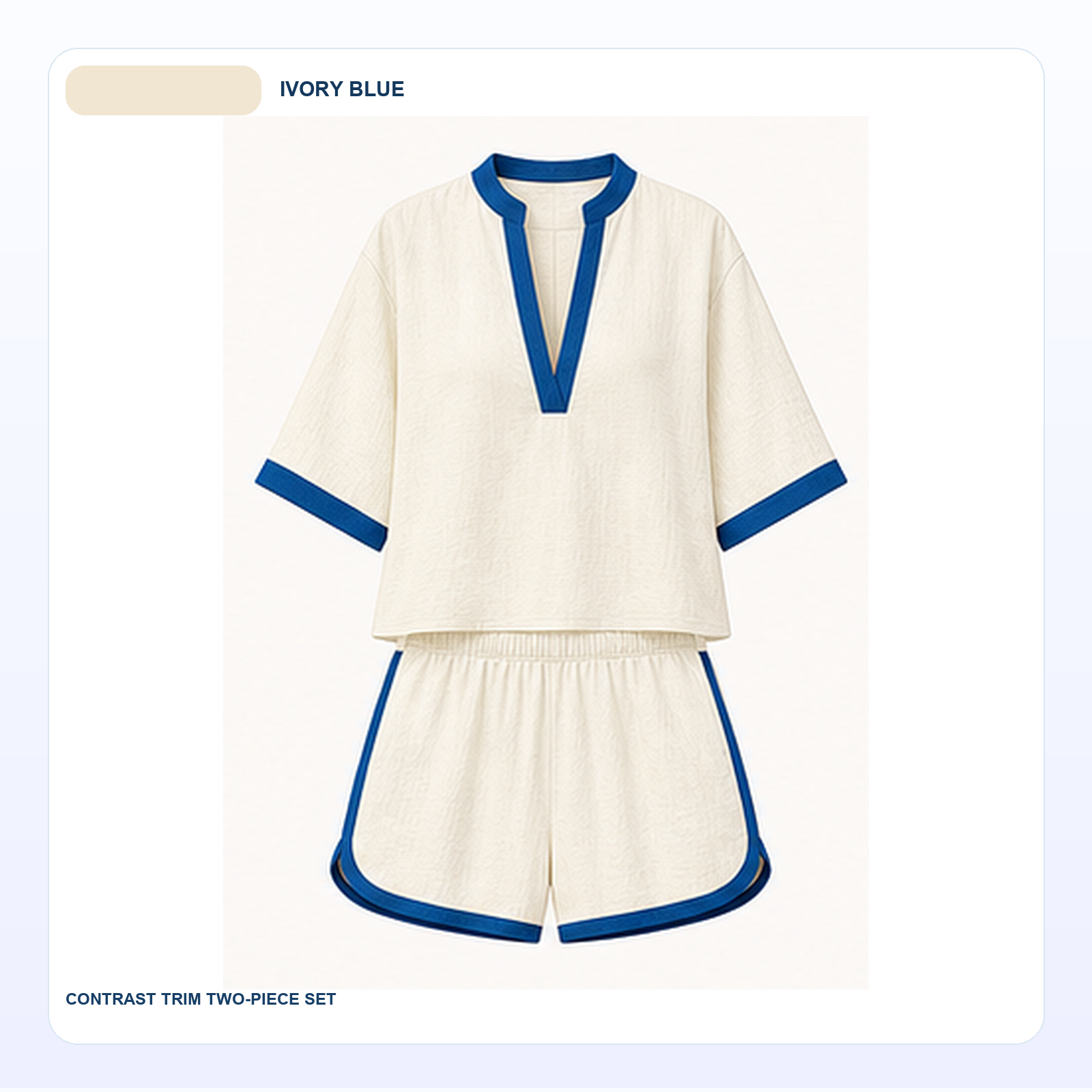 Women's Contrast Trim Linen Blend Top and Shorts Two-Piece Sets