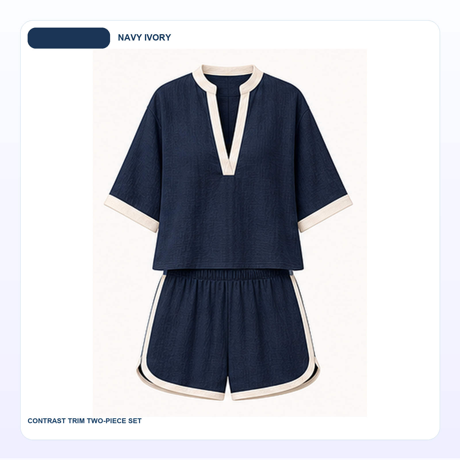 Women's Contrast Trim Linen Blend Top and Shorts Two-Piece Sets