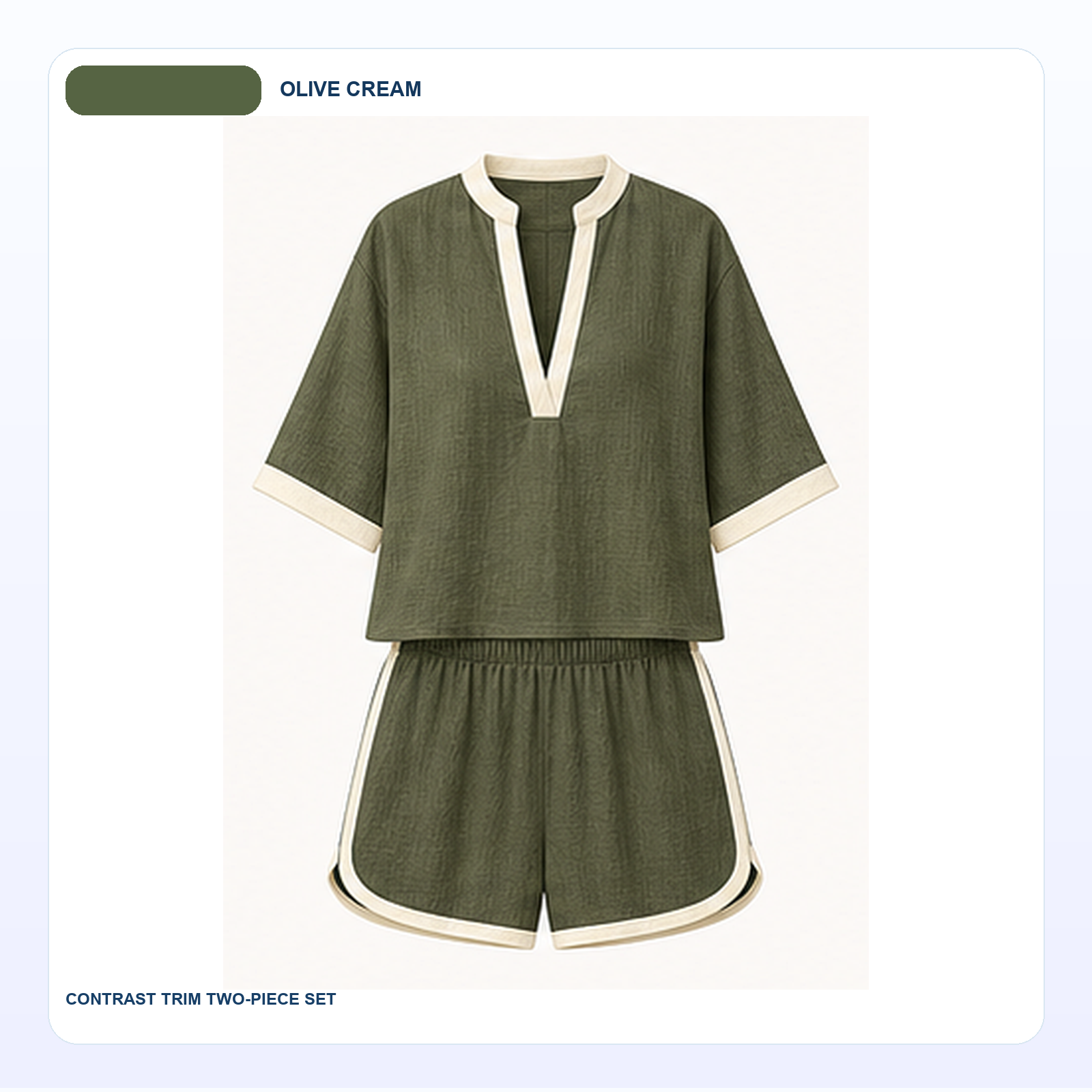 Women's Contrast Trim Linen Blend Top and Shorts Two-Piece Sets
