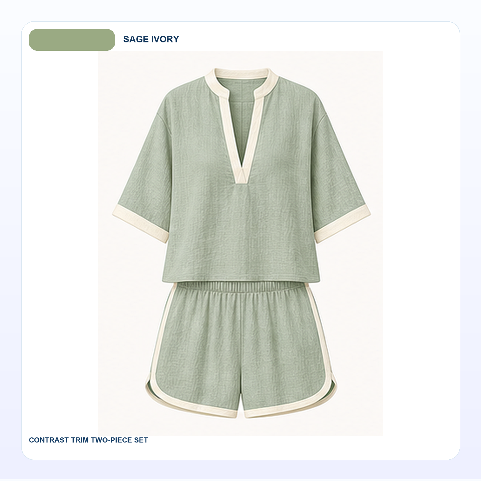 Women's Contrast Trim Linen Blend Top and Shorts Two-Piece Sets