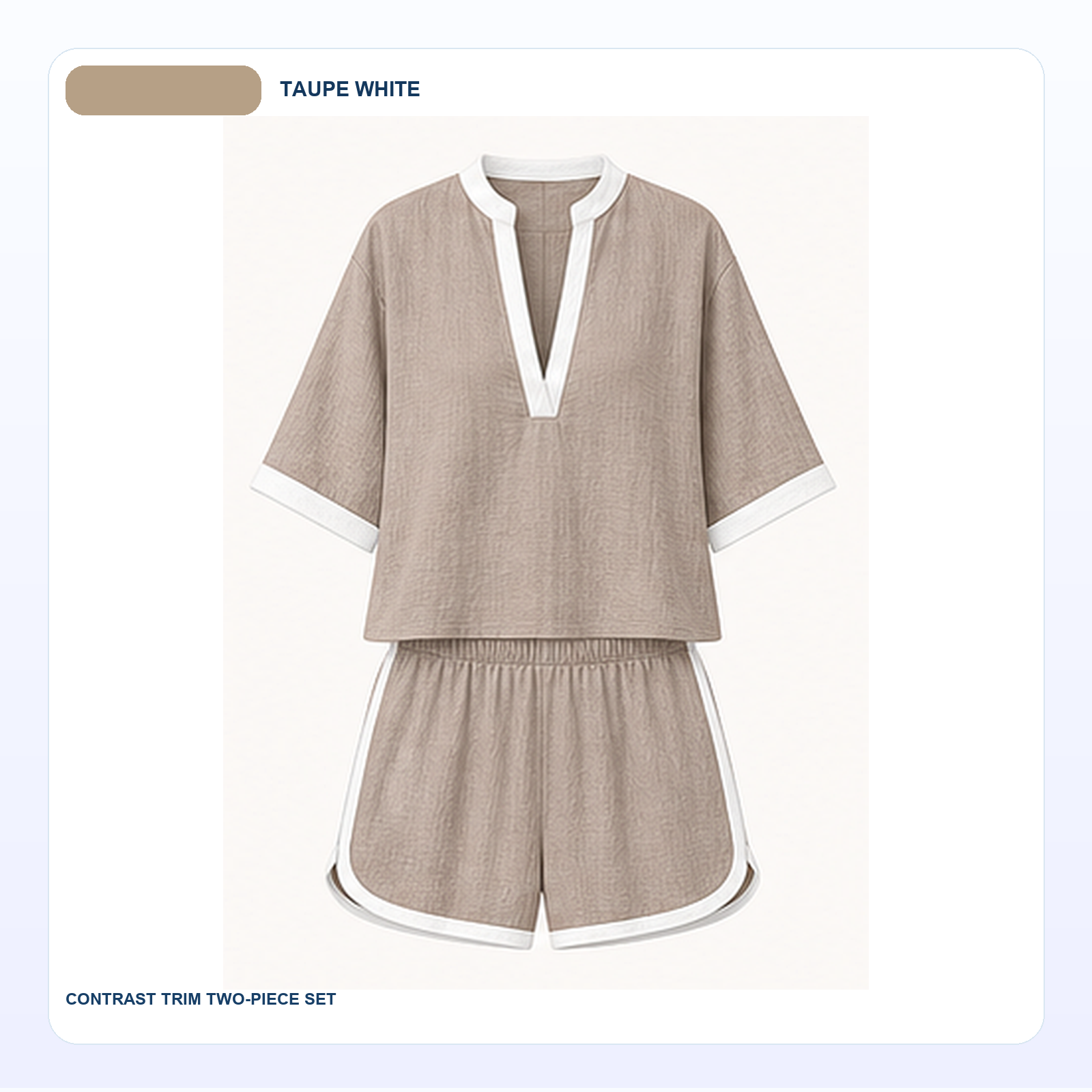 Women's Contrast Trim Linen Blend Top and Shorts Two-Piece Sets