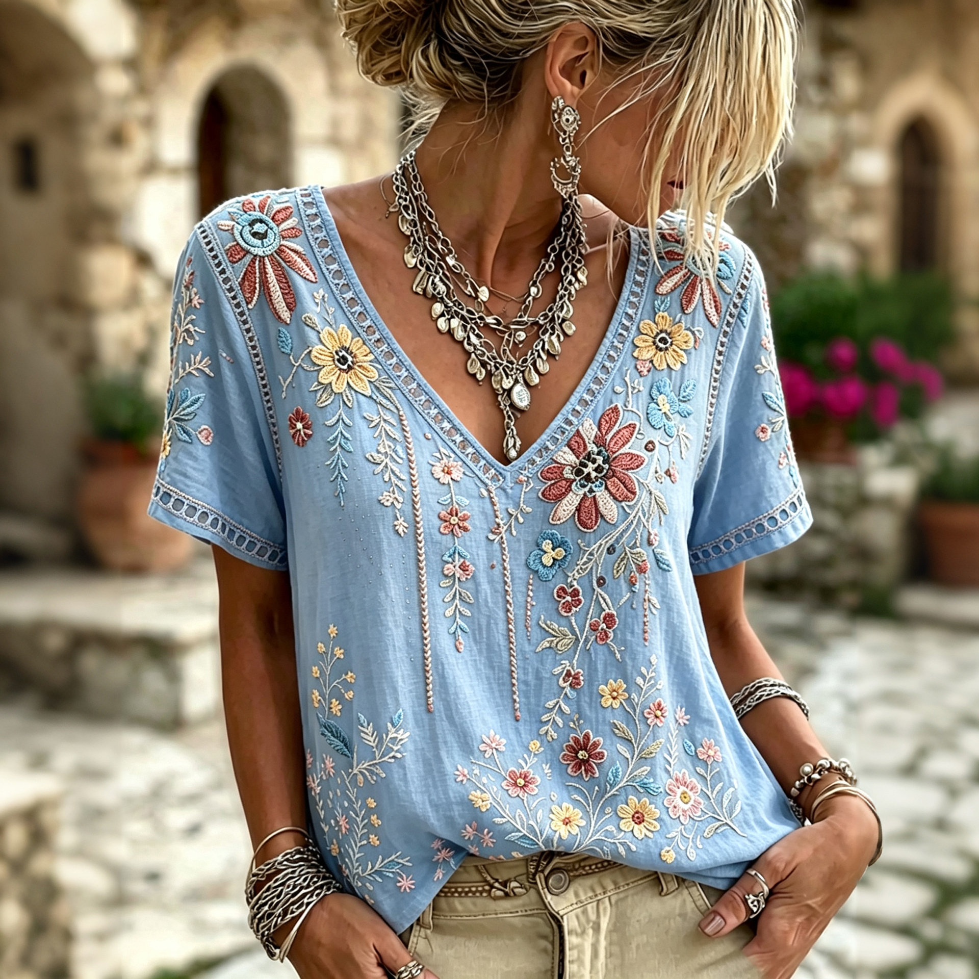 Women's Retro Vacation Cotton Linen Top