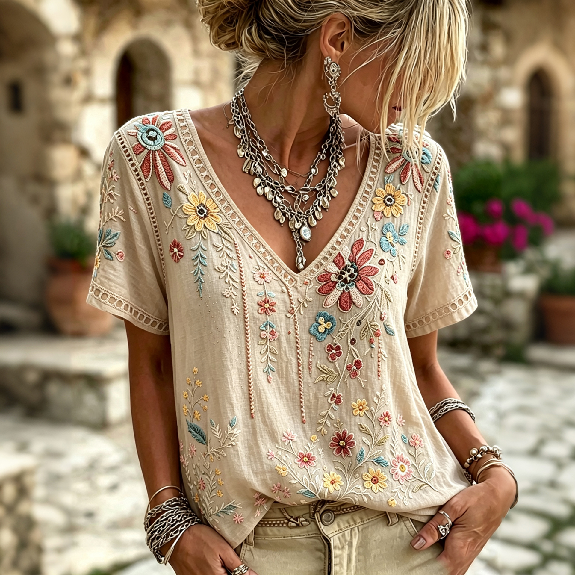 Women's Retro Vacation Cotton Linen Top