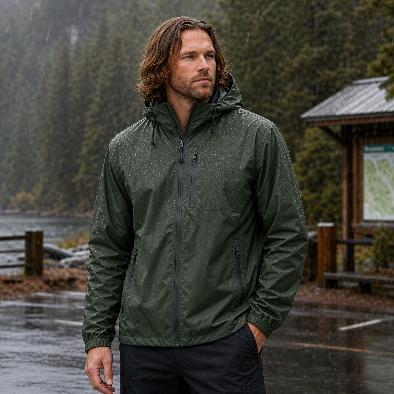 Men's Lightweight Hooded Waterproof Rain Jackets