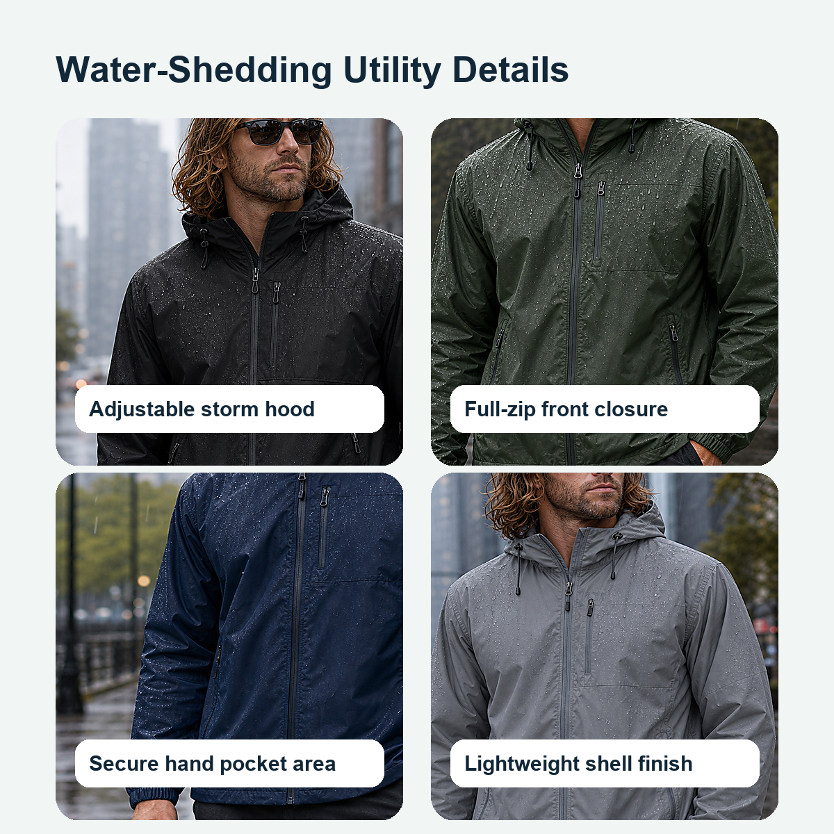 Men's Lightweight Hooded Waterproof Rain Jackets