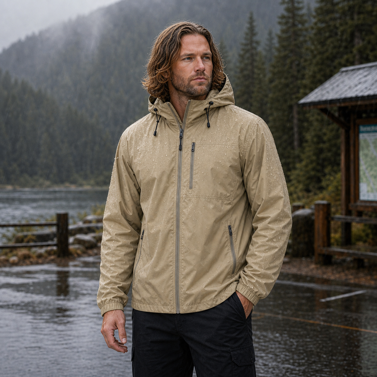 Men's Lightweight Hooded Waterproof Rain Jackets