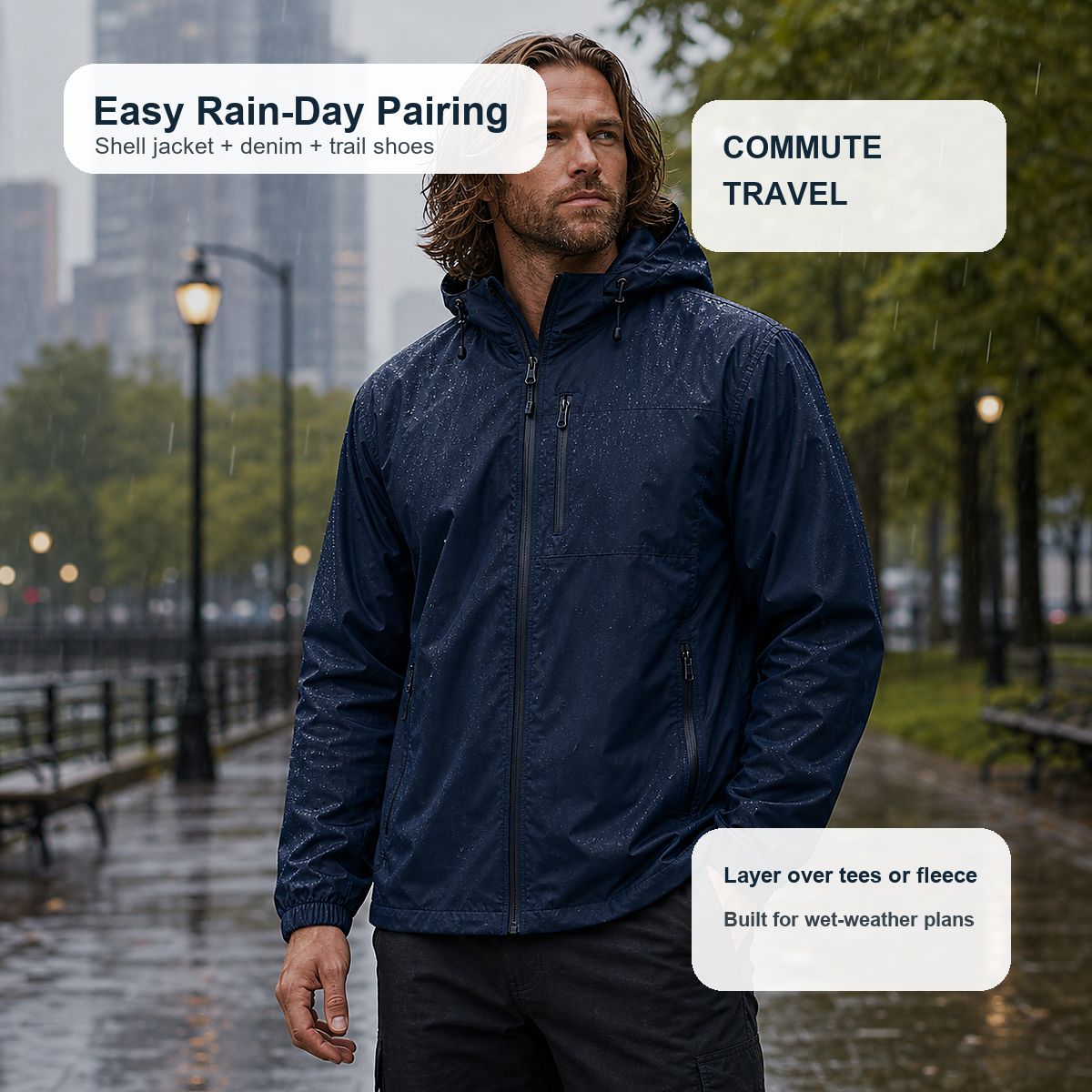 Men's Lightweight Hooded Waterproof Rain Jackets