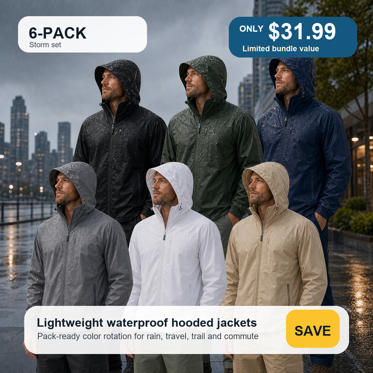 Men's Lightweight Hooded Waterproof Rain Jackets