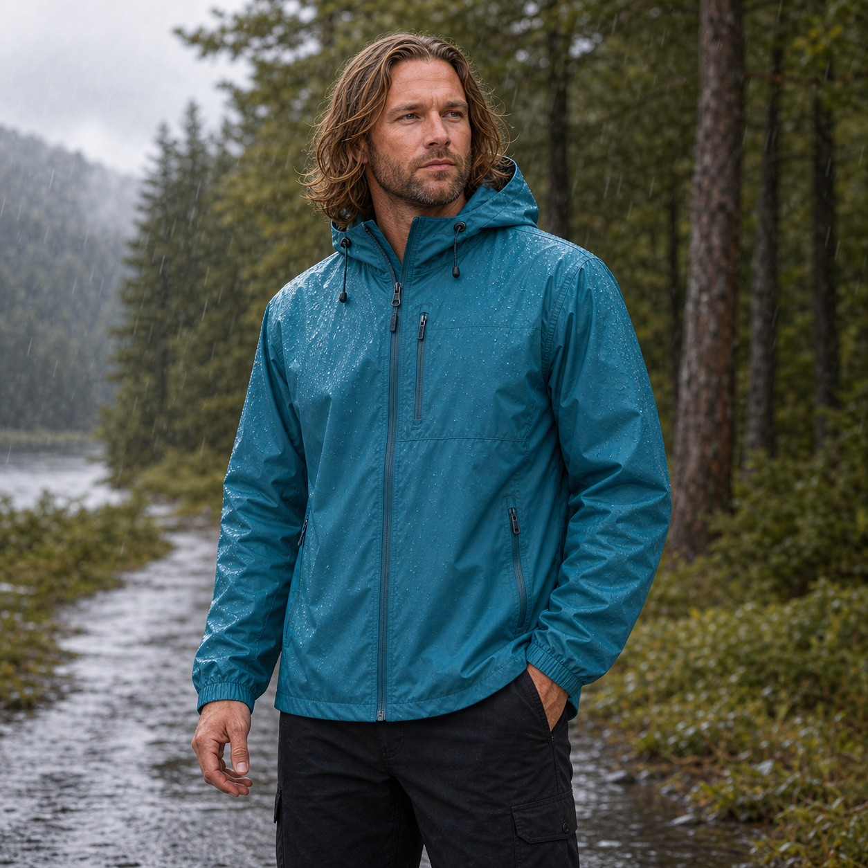 Men's Lightweight Hooded Waterproof Rain Jackets