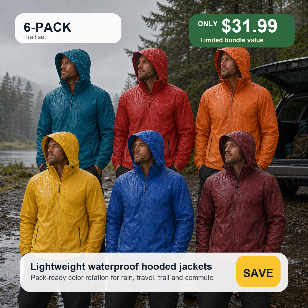 Men's Lightweight Hooded Waterproof Rain Jackets