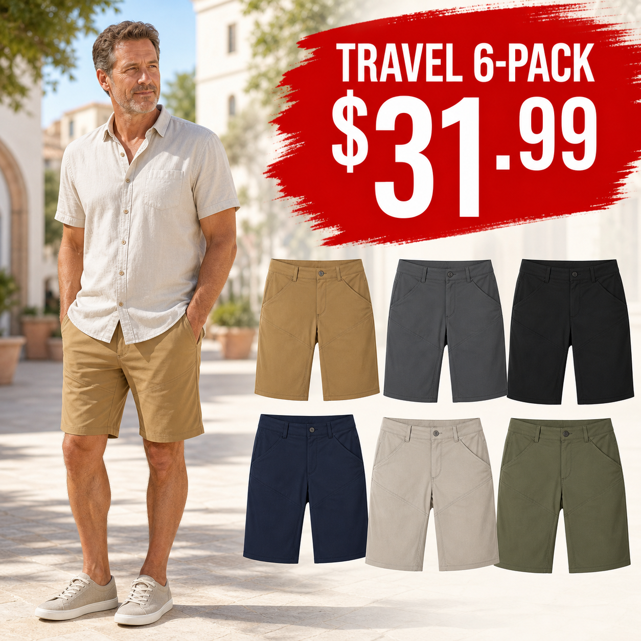 Men's Stretch Hybrid Travel Shorts