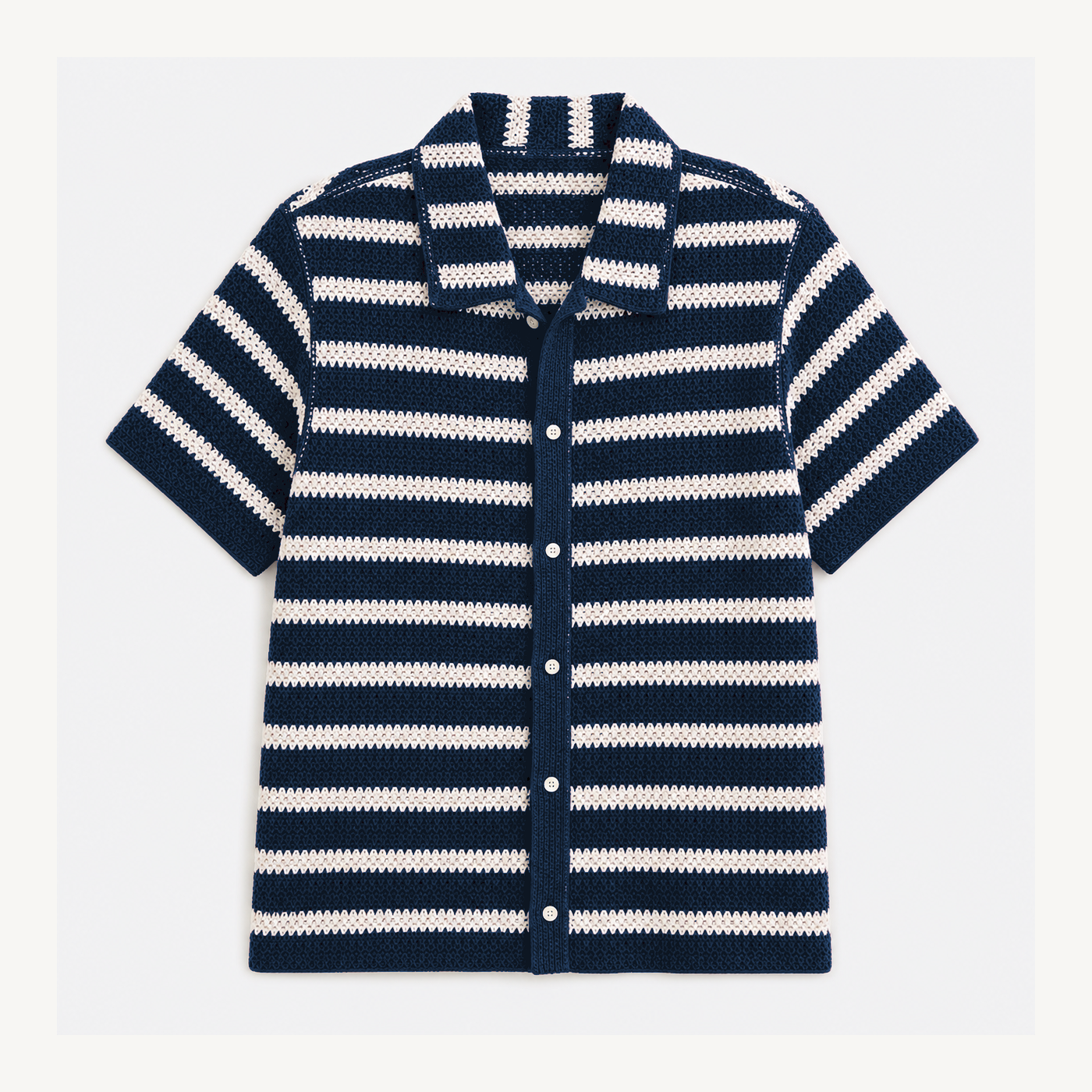 Men's Textured Knit Camp Collar Shirts