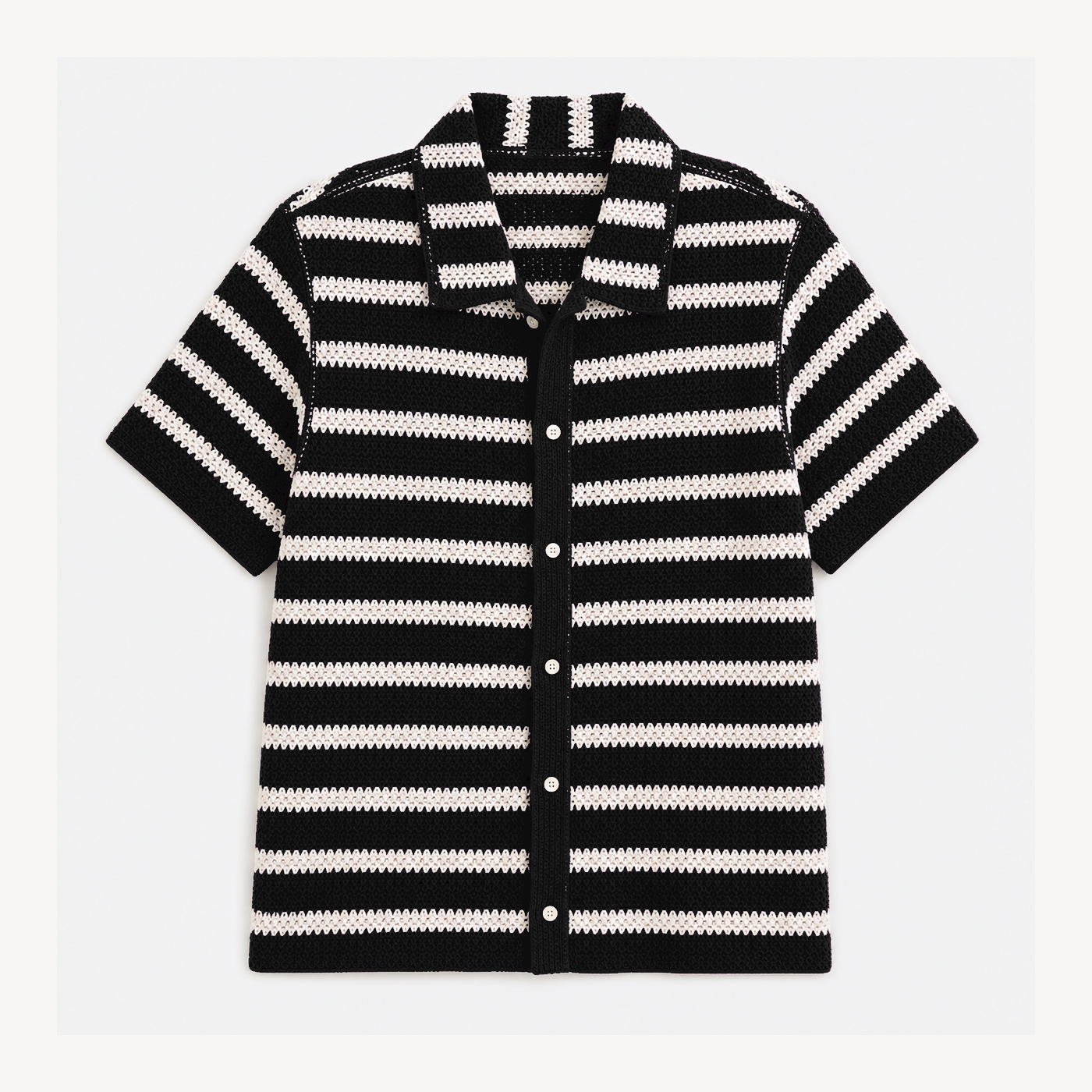 Men's Textured Knit Camp Collar Shirts